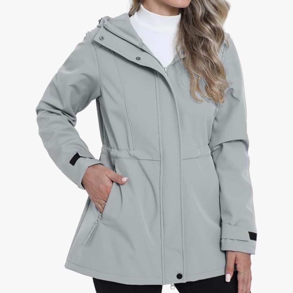 Light Gray Women's Hooded Softshell Jacket Small